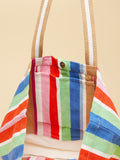 Joules multi striped canvas beach tote bag (British brand)