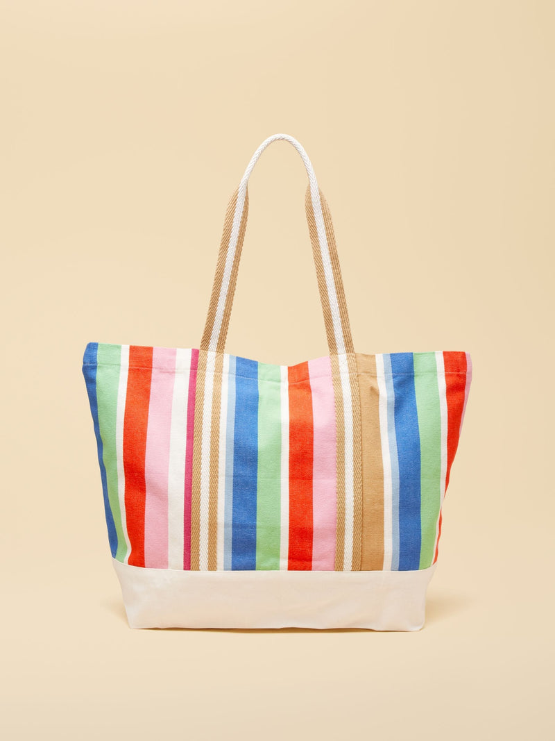 Joules multi striped canvas beach tote bag (British brand)