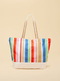 Joules multi striped canvas beach tote bag (British brand)