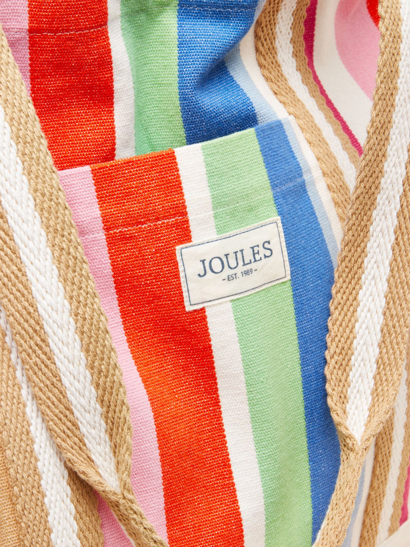 Joules multi striped canvas beach tote bag (British brand)