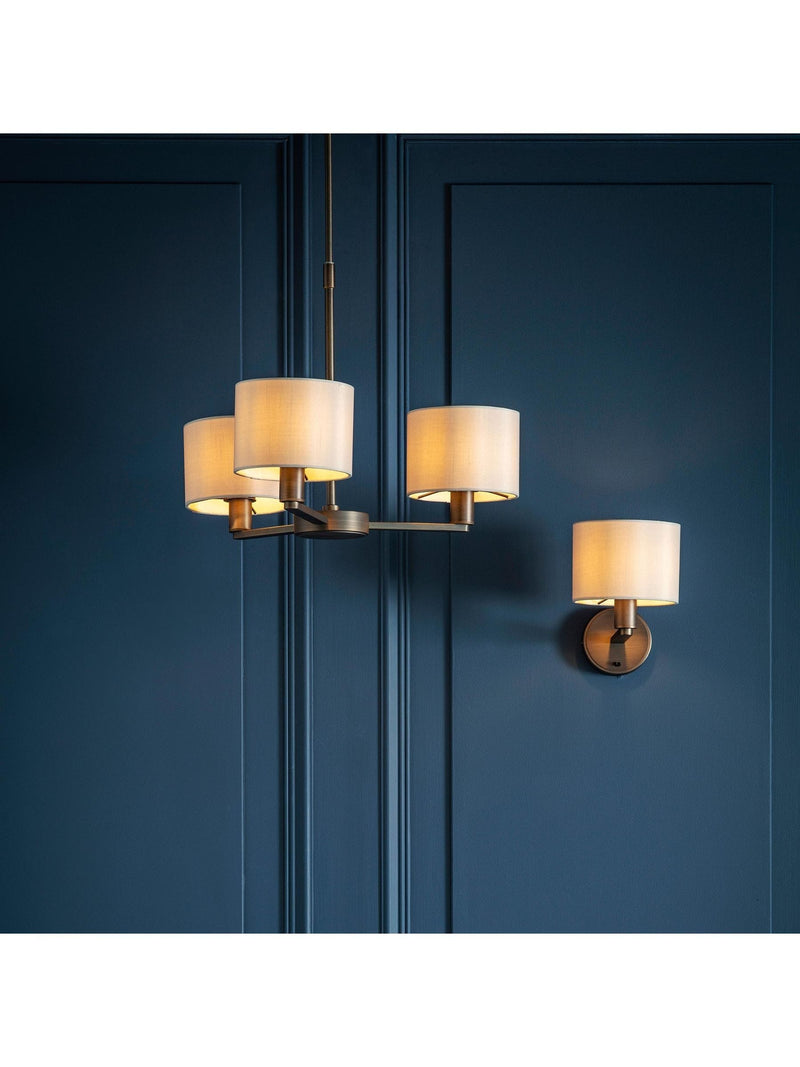 Gallery Home Natural Sawyer wall light dark antique bronze marble silk shade, imported from the UK
