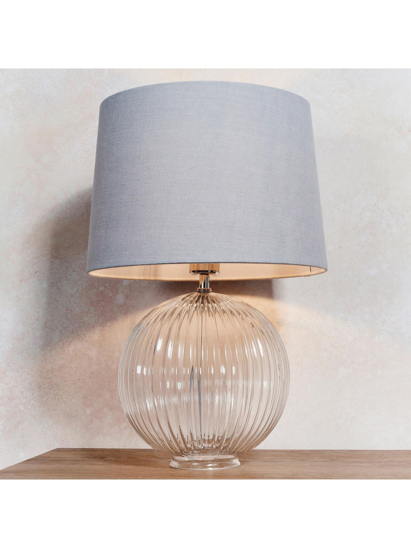 Gallery Home Korella table lamp clear ribbed glass base - British product