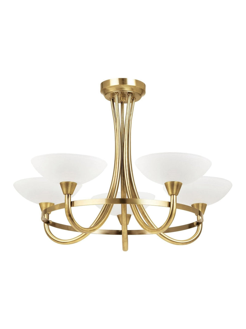 Gallery Home antique brass Carlton 5 light ceiling lamp, UK version