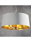 Gallery Home brushed gold Harvey pendant light with white shade (British brand)