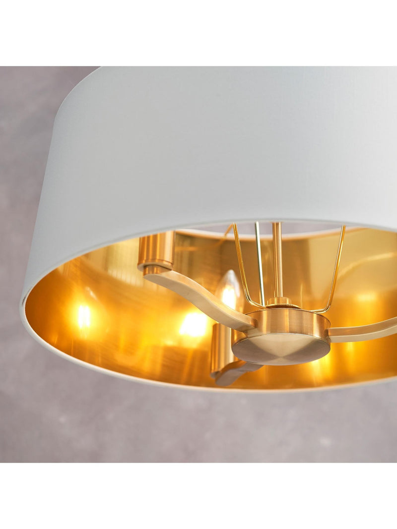 Gallery Home brushed gold Harvey pendant light with white shade (British brand)