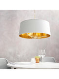 Gallery Home brushed gold Harvey pendant light with white shade (British brand)