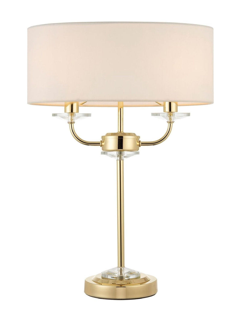 Gallery Home Nixon brass table lamp with vintage silk shade - British brand