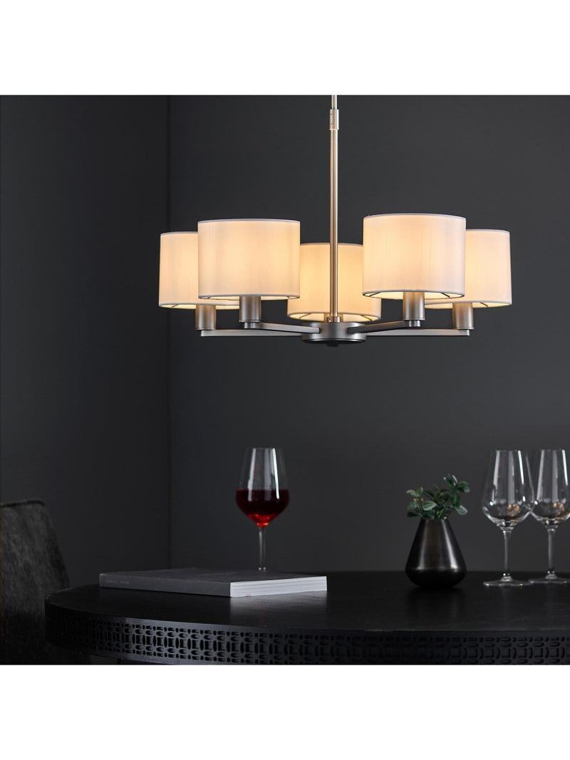 Gallery Home Dalvin matt nickel 5-light pendant (British brand)