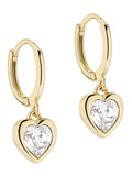 Ted Baker gold tone clear crystal heart huggie earrings 0.7cm width (British brand)