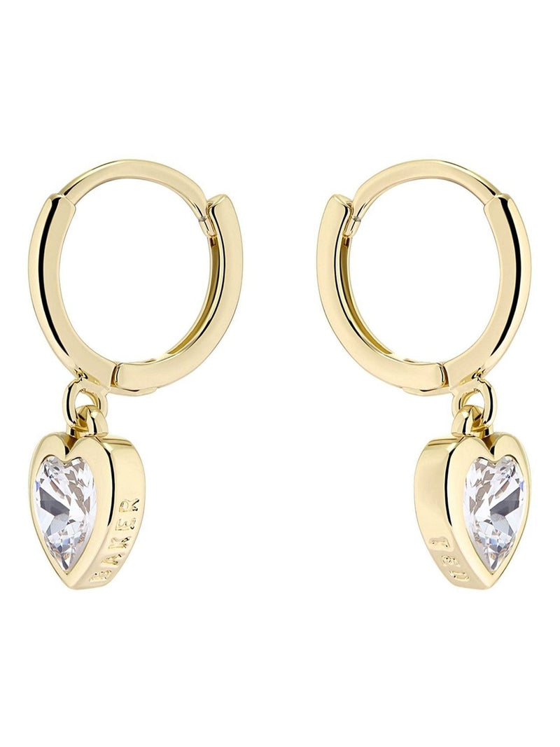 Ted Baker gold tone clear crystal heart huggie earrings 0.7cm width (British brand)