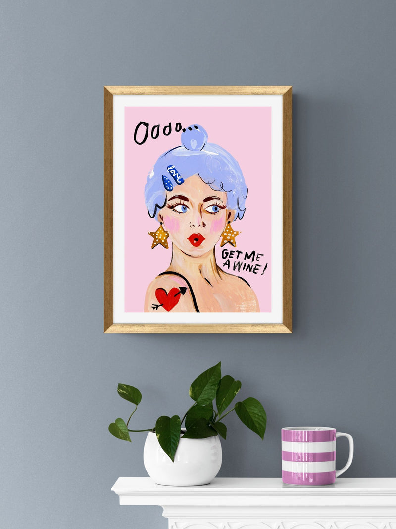 Eleanor Bowmer Get Me A Wine framed art 42x32cm - British product