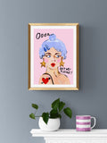 Eleanor Bowmer Get Me A Wine framed art 42x32cm - British product