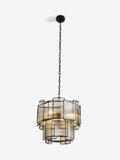 Rockett St George clear ribbed glass loft chandelier 136.5cm high - British product
