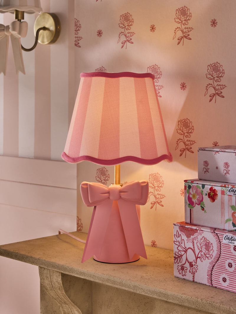Cath Kidston Pink White Cream Canopy Bow Table Lamp (British brand)