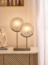Next Lipsy Brass Rechargeable Marble Effect Disc Table Lamp- Buy online at McGrocer