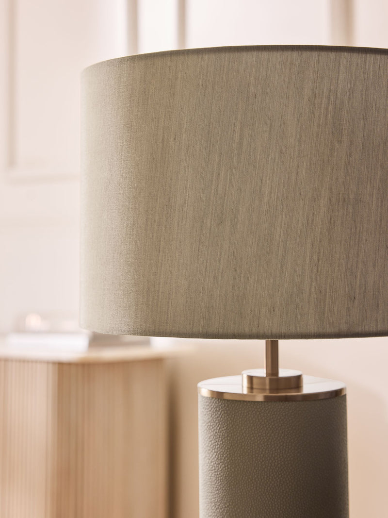 Lipsy grey faux leather table lamp 53cm, imported from the UK