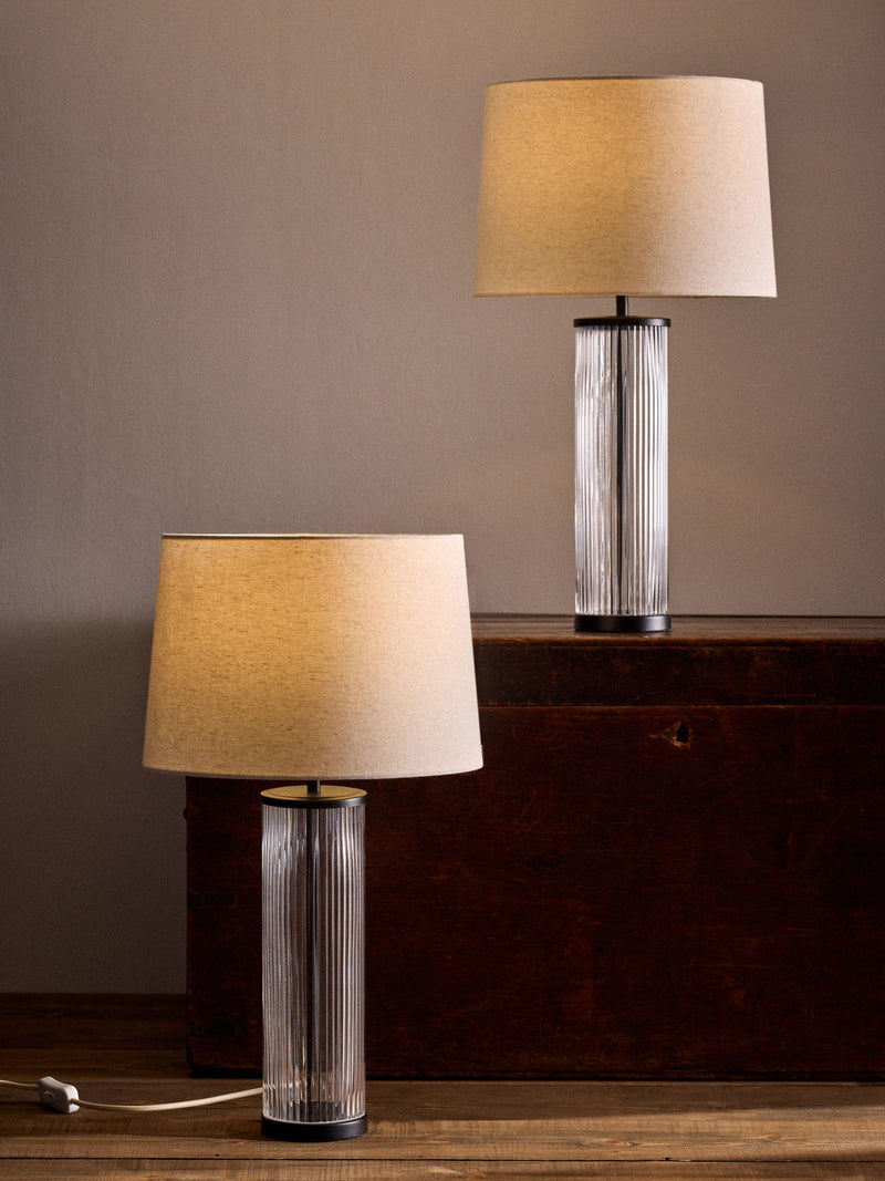 The Set ribbed glass table lamps pair - British product