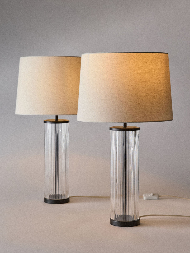 The Set ribbed glass table lamps pair - British product
