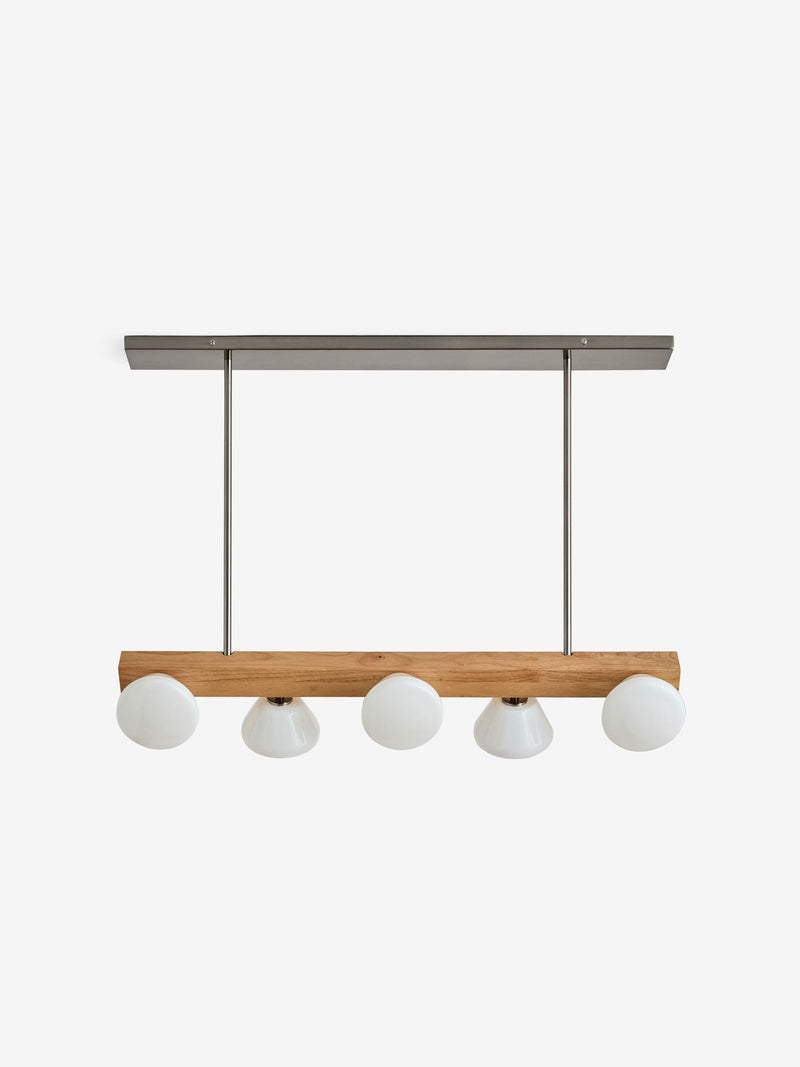 MADE.COM Cillian Diner Light pendant, natural wood and frosted glass - British product