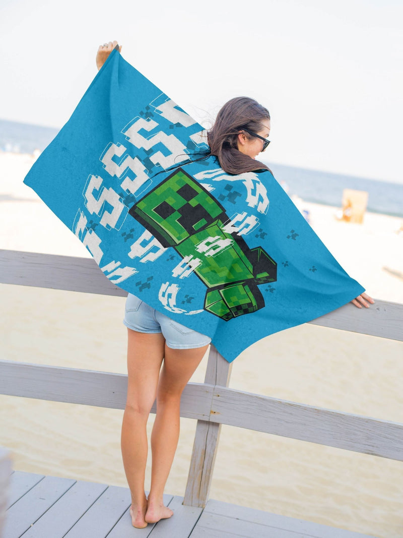 Jay Franco Minecraft Creeper cotton beach towel 71x147 cm - British product