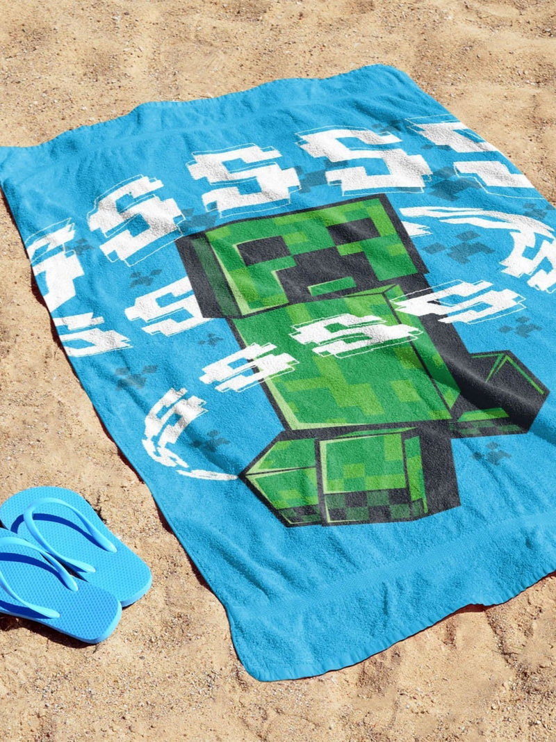 Jay Franco Minecraft Creeper cotton beach towel 71x147 cm - British product