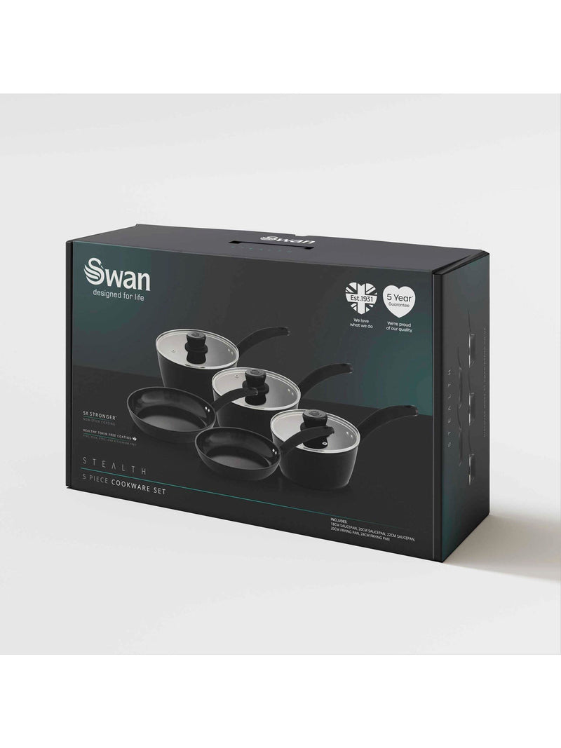 Swan Black Stealth 5 piece cookware set (British brand)