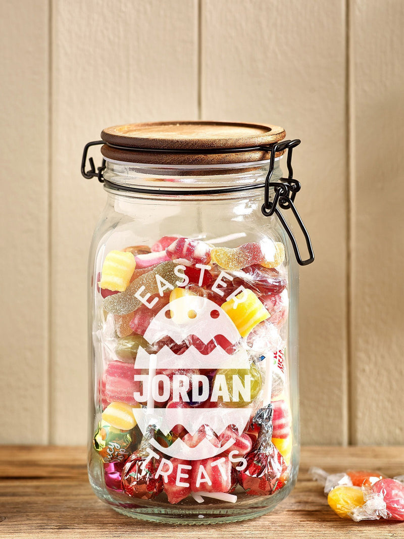 Loveabode personalised Easter treat jar with lid, 1500ml - British product