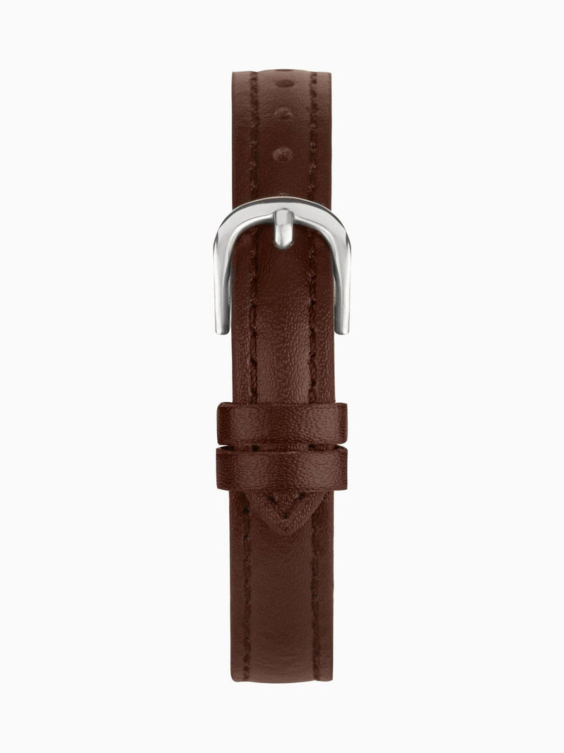 Ladies' Classic Watch with Silver Alloy Case and Brown Leather Strap, 25mm, Water Resistant