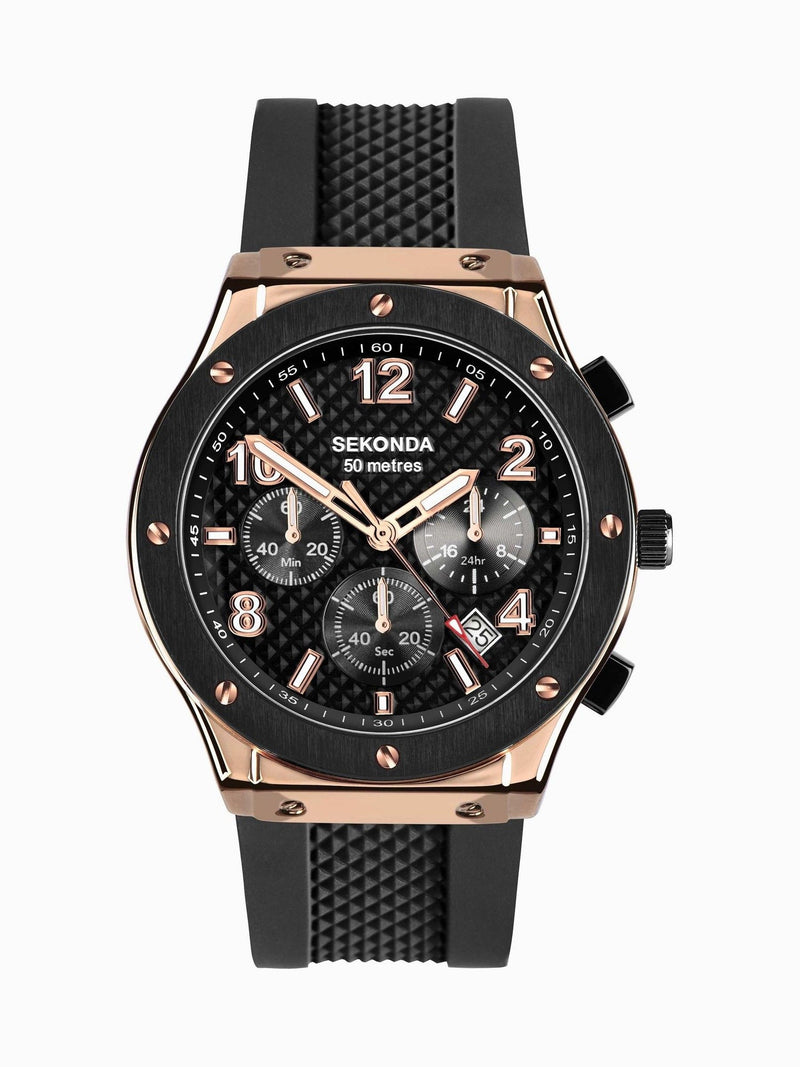 Sekonda Black Dark Sports Titan Watch 43mm (British brand)