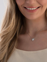 Next Beaverbrooks Sterling Silver Cubic Zirconia Mother of Pearl Heart Necklace 44cm- Buy online at McGrocer