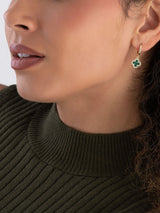 Next Beaverbrooks Gold Tone Sterling Silver Cubic Zirconia Onyx Clover Hoop Fashion Earrings 23mm- Buy online at McGrocer