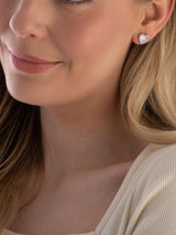 Next Beaverbrooks Sterling Silver Cubic Zirconia Mother of Pearl Heart Stud Earrings- Buy online at McGrocer