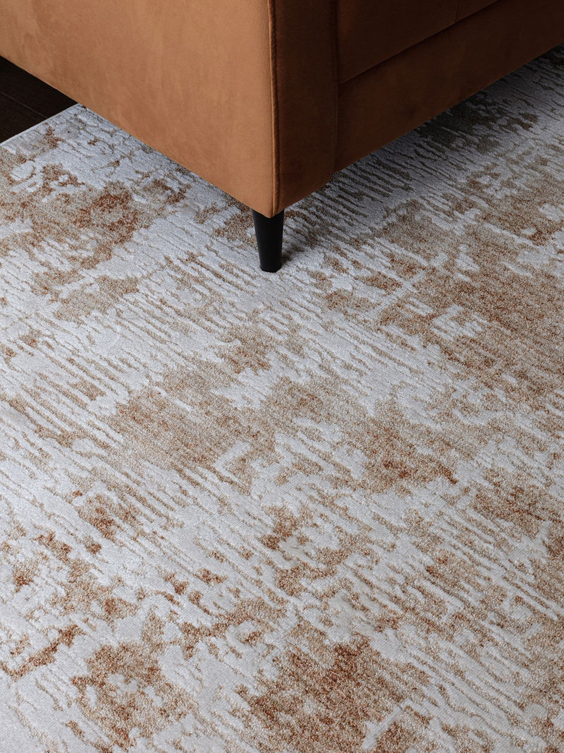 Beige Anders Abstract Rug poly blend with subtle shimmer, UK version