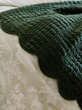 Laura Ashley Pine Green velvet bedspread 180x235cm - British product