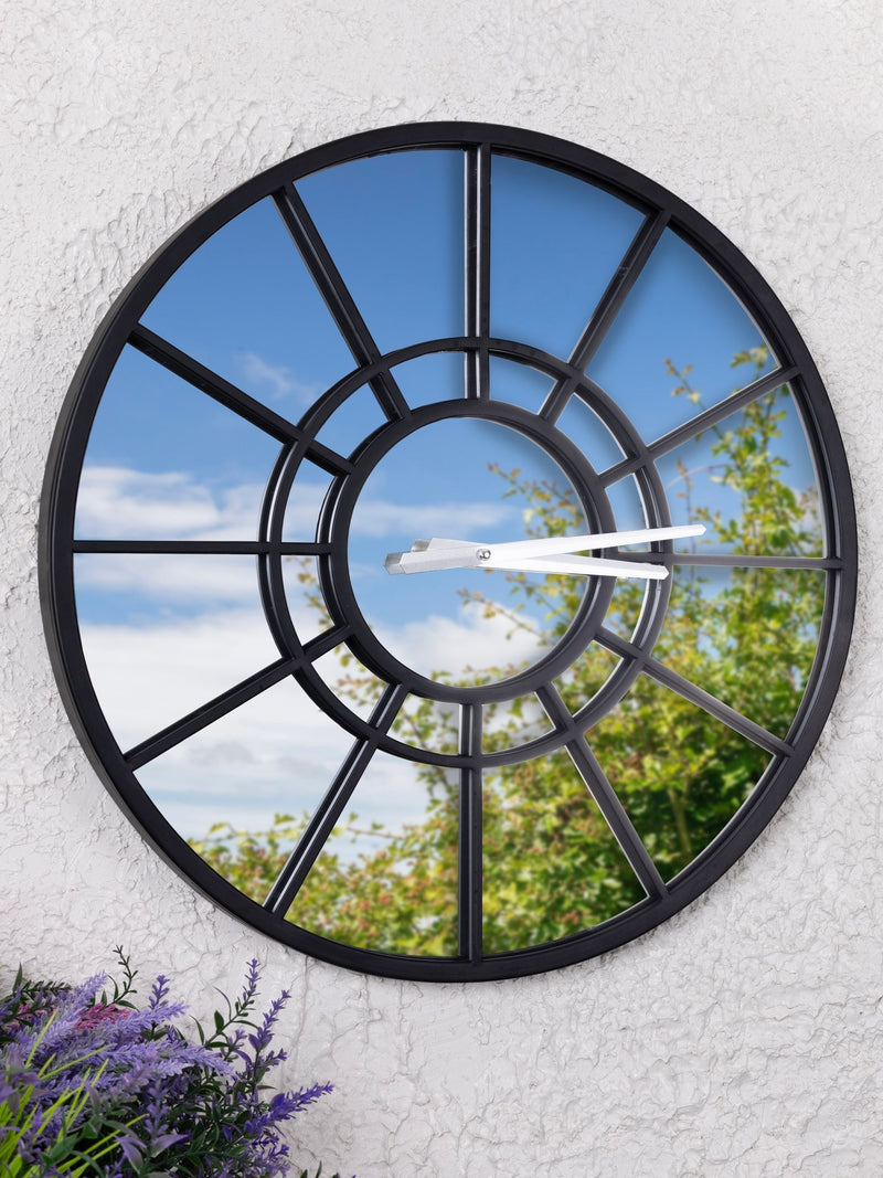 Charles Bentley Black Buttermere garden mirrored wall clock ONE - British product
