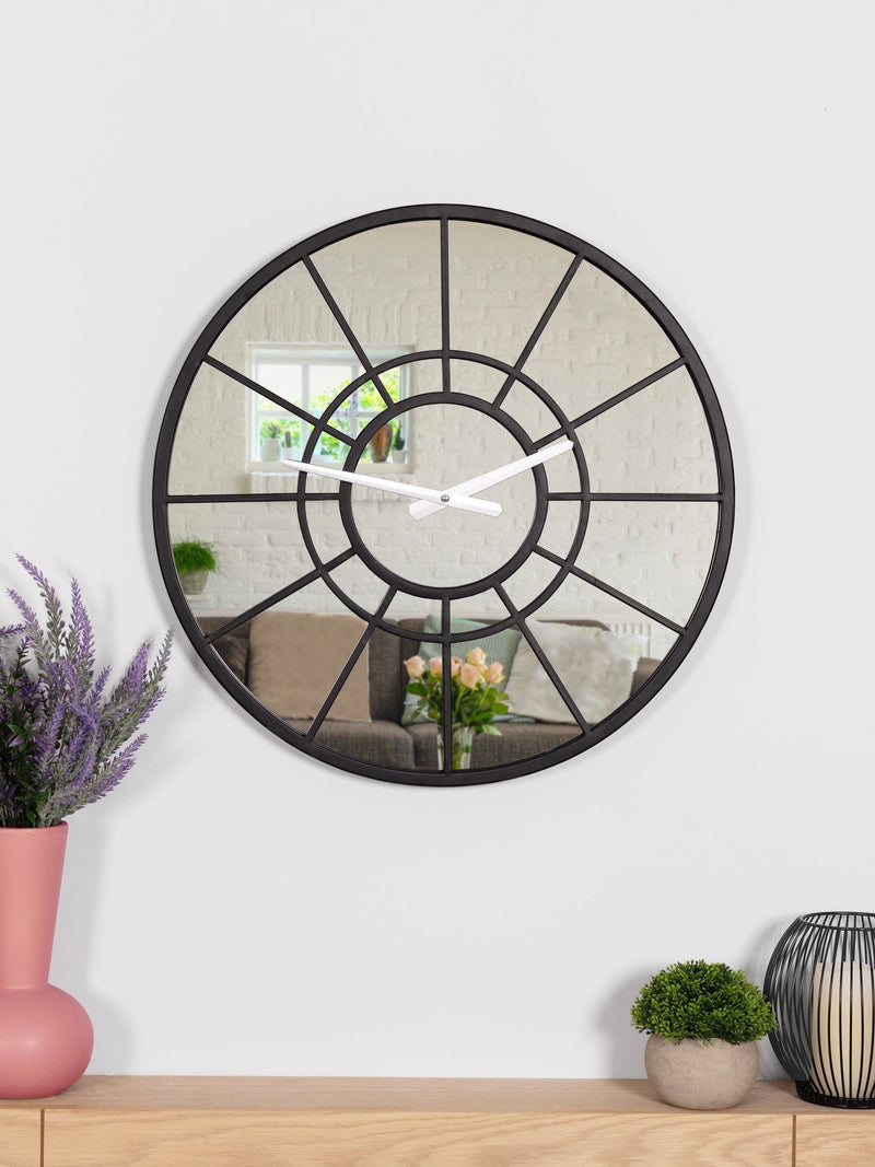 Charles Bentley Black Buttermere garden mirrored wall clock ONE - British product