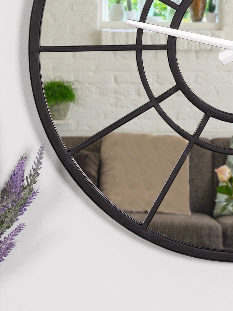 Charles Bentley Black Buttermere garden mirrored wall clock ONE - British product