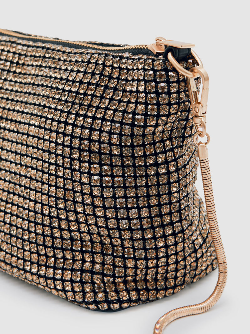 Reiss gold Leah crystal bracelet pouch bag, UK version