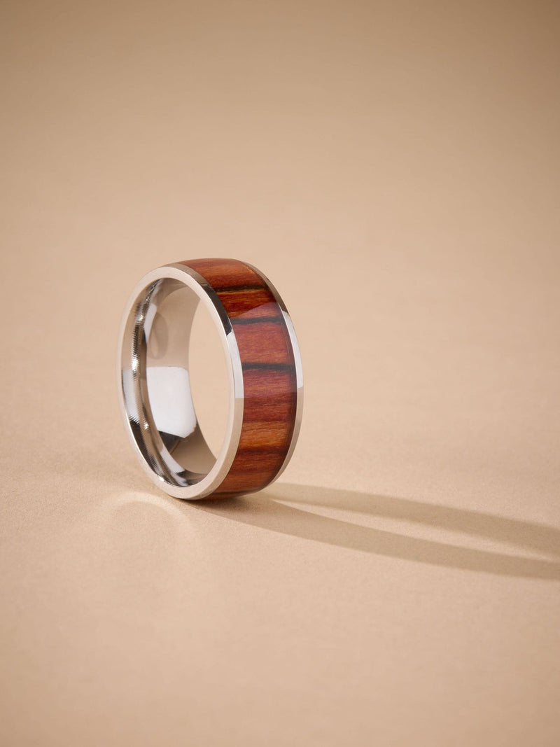 Silver Tone Stainless Steel Band Detail Ring