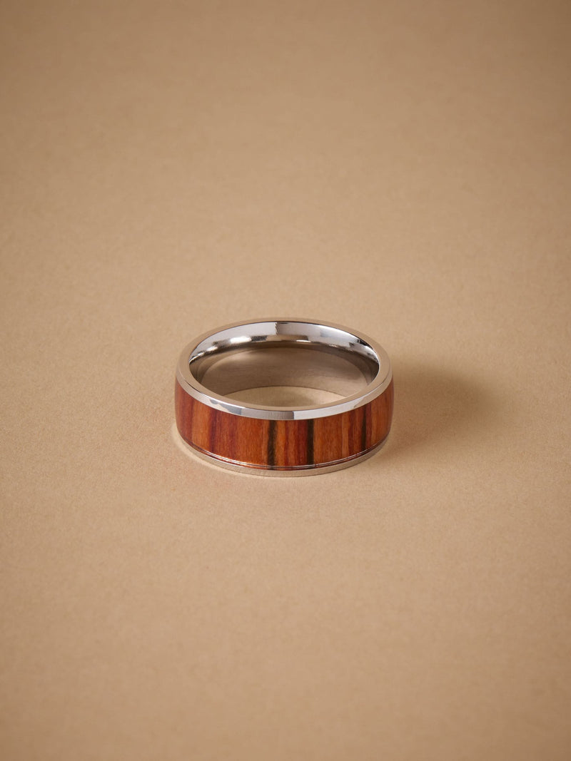 Silver Tone Stainless Steel Band Detail Ring
