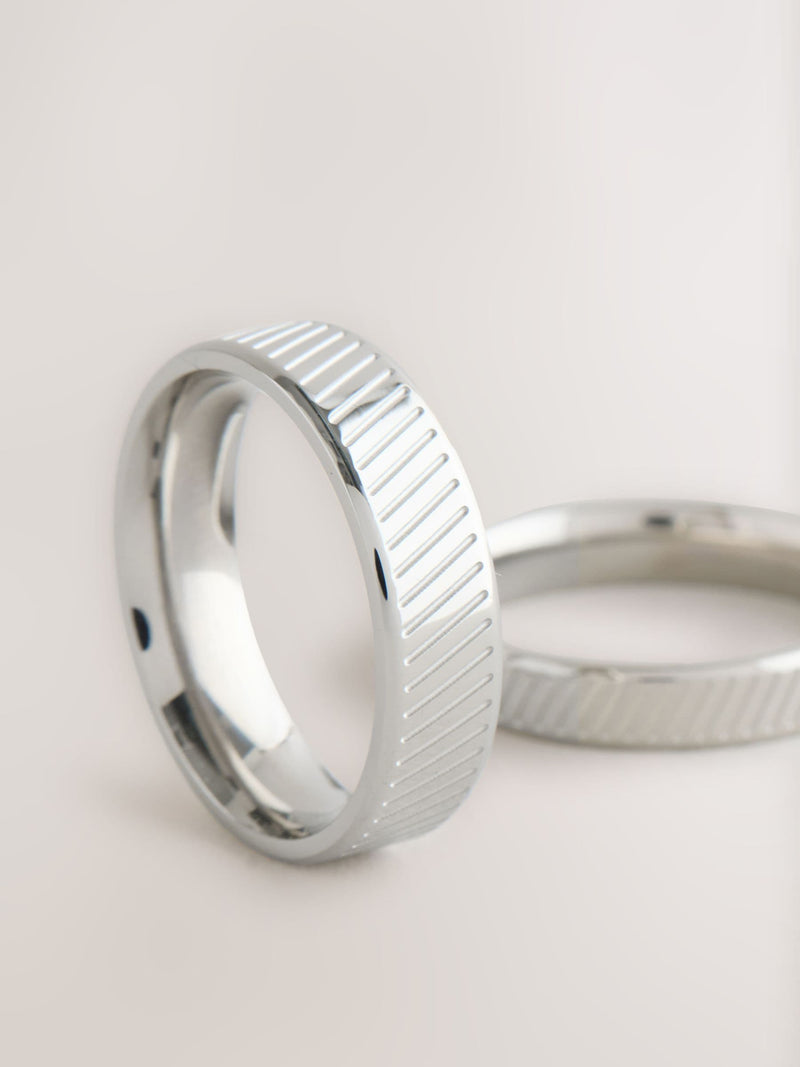 Stainless steel etched band hair bands pack (British brand)