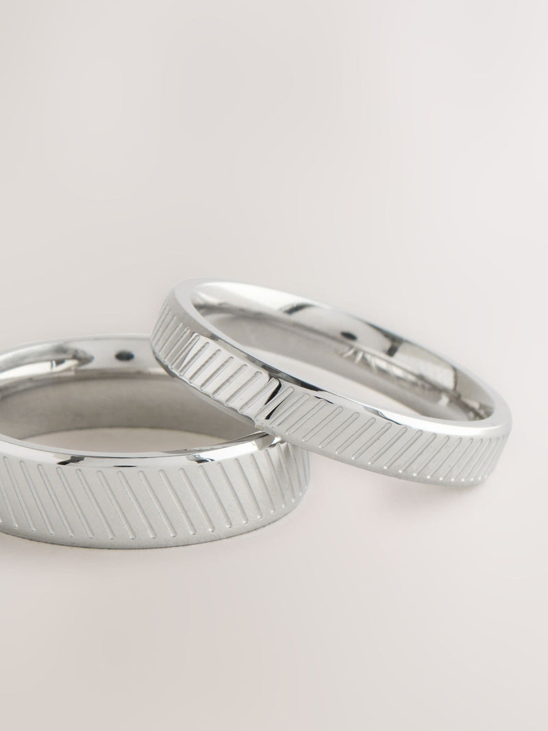 Stainless steel etched band hair bands pack (British brand)