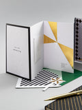 Hallmark Memento Luxe congratulations card black white gold design, UK version