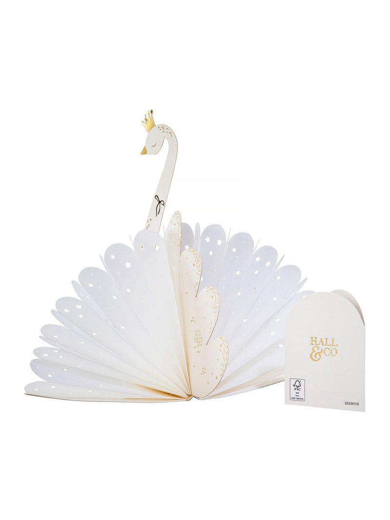 Hallmark white gold premium 3D white swan greeting card 17.3x11.9cm, UK version