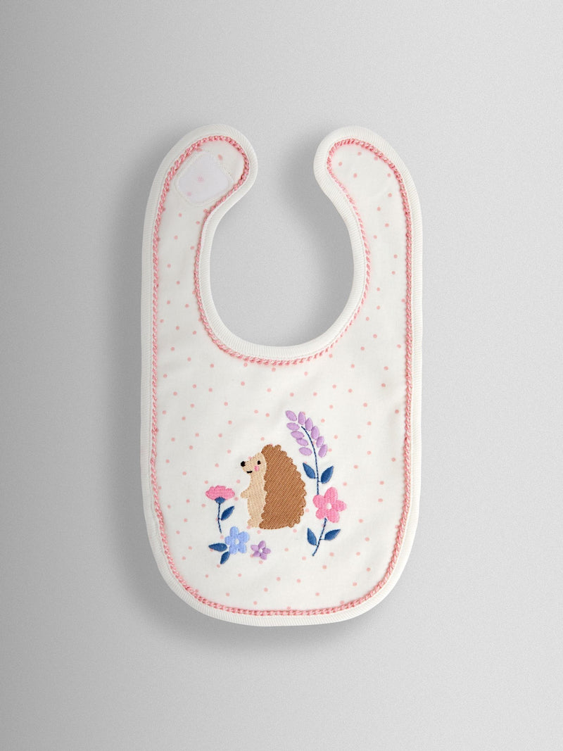 JoJo Maman Bébé cream hedgehog and bunny bibs 2-pack, UK version