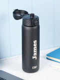 Oakdene ION8 Black Stainless Steel Water Bottle 600ml, imported from the UK