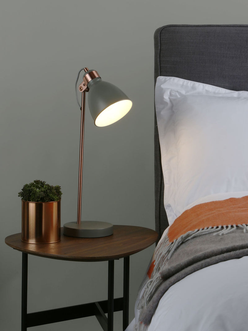 Dar Lighting Frederick task lamp grey satin copper - British product
