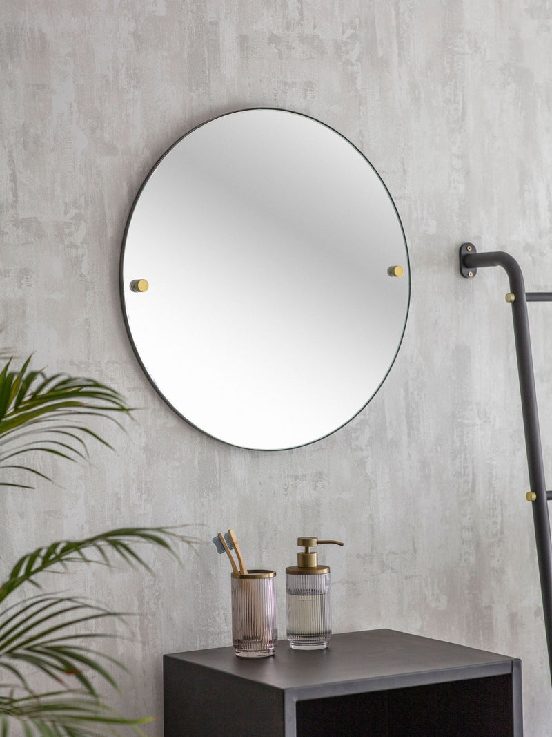 Garden Trading black Adelphi round wall mirror 55cm, UK version