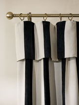 Next Black/Natural Chenille Stripe Ruffle Top Fold Over Lined Curtains- Buy online at McGrocer