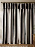 Chenille stripe ruffle top curtains in black and natural - British product
